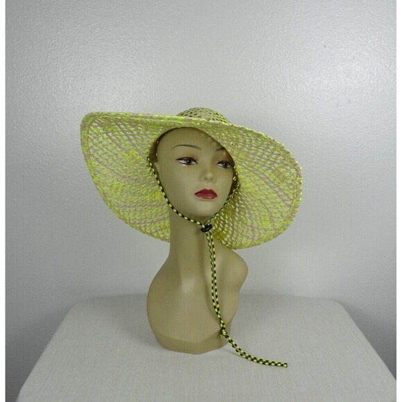 BP Floppy Sun Straw Floppy Hat Brim Almond- Yellow Iris Adjustable Strap NWT - Picture 2 of 12
